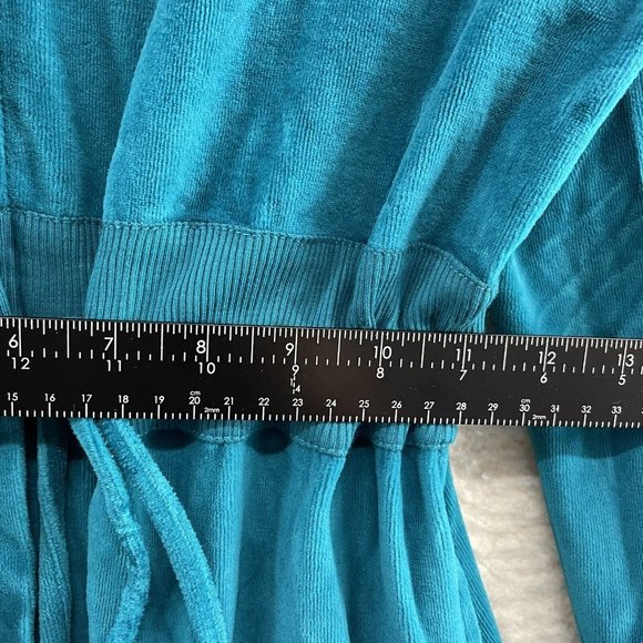 Y2K Early 2000s City Hearts Turquoise Blue Velour Full Zip Track Jacket S Small - Picture 7 of 9